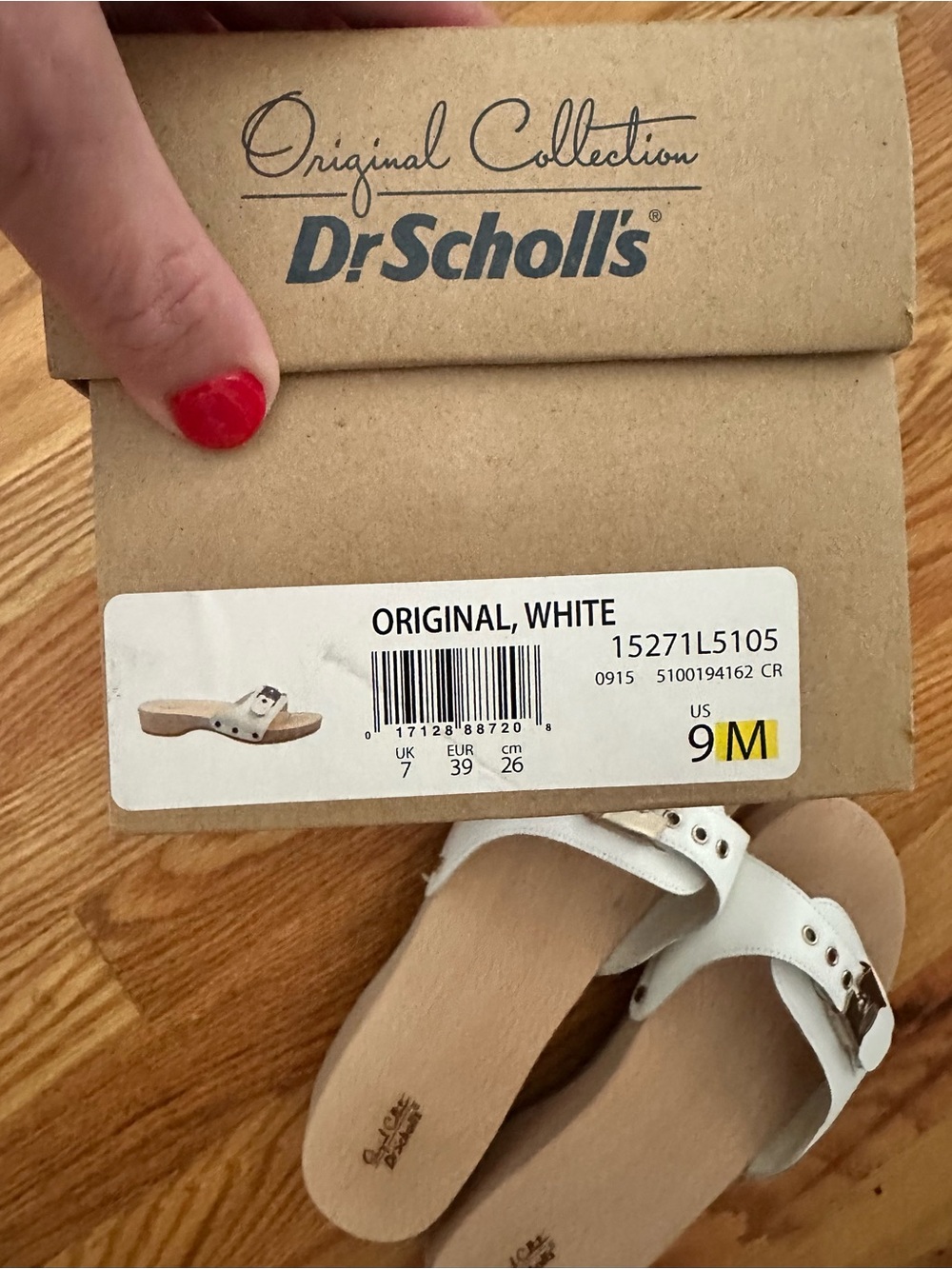NIB CLASSIC DR. SCHOLL’S SZ 9 White Leather Slide Sandals with Adjustible Buckle - Picture 2 of 7